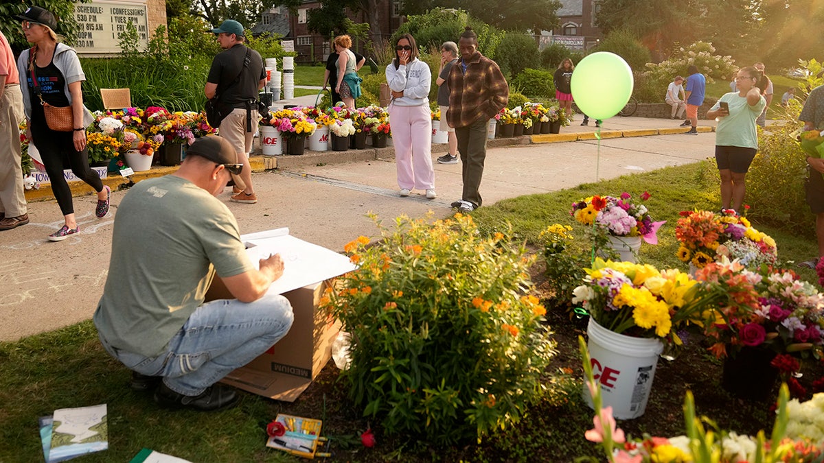 Memorial at Minneapolis church shooting scene