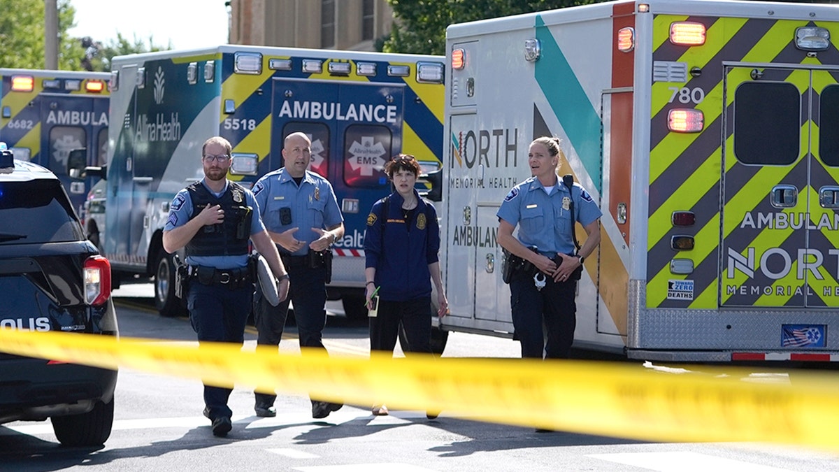 Police on the scene after a school shooting in Minneapolis.