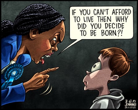 Ben Jennings on Kemi Badenoch’s reaction to the lifting of the two-child benefit cap – cartoon