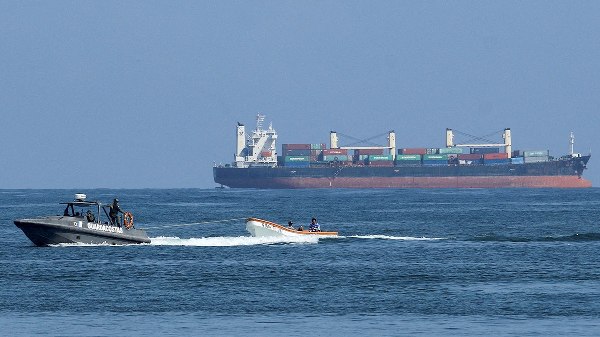 Venezuelan Navy boat operates off coastline