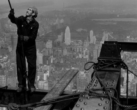 Don’t look down … ironworker Neil Doherty at work over Manhattan.