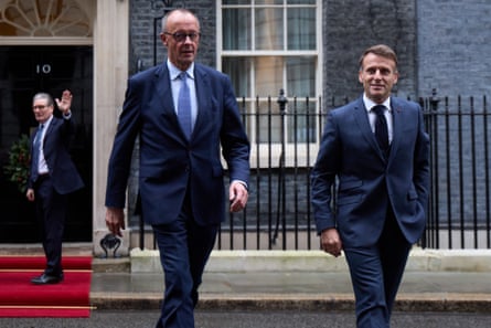 Keir Starmer bids farewell to Friedrich Merz and Emmanuel Macron after the meeting at No.10