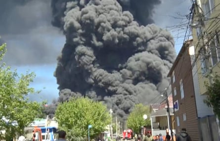 Smoke filling the sky in Tuapse after drone strikes on an oil refinery.