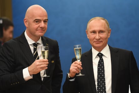 Fifa president, Gianni Infantino, with Vladimir Putin.