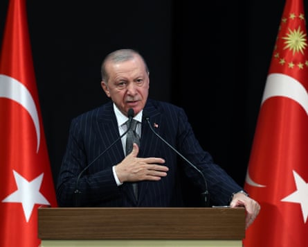 Recep Tayyip Erdoğan giving a speech