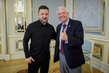 The Ukrainian president Volodymyr Zelenskyy, left, with Lindsey Graham on 10 July 2026.