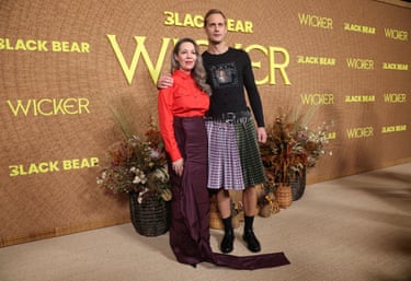 Olivia Colman and Alexander Skarsgård pose at the Wicker film premiere